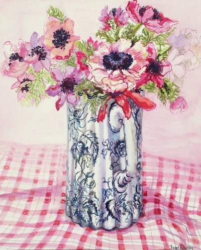 Anemones in a Victorian Flowered Jug by Joan Thewsey